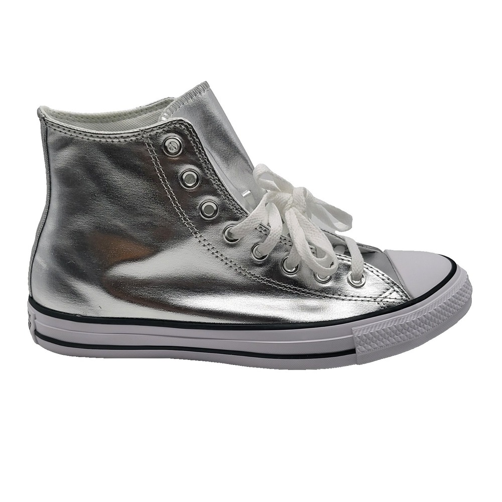 Converse Metallic Silver High Top Sneakers